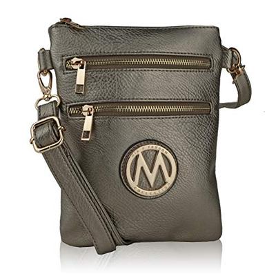MKF Collection Woman's Handbag Pocketbook, Crossbody Shoulder Messenger Purse, Multi Zipper
