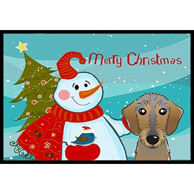 Caroline's Treasures Snowman with Wirehaired Dachshund Indoor or Outdoor Mat, 18 by 27", Multicolor