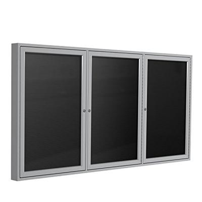 Ghent 4" x 6" 3-Door Outdoor Satin Aluminum Frame Enclosed Vinyl Letter Board, Black (PA346BX-BK)