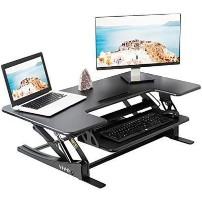 VIVO Black Height Adjustable Extra Wide 42" Stand Up Desk Converter Workstation | Quick Sit to Stand