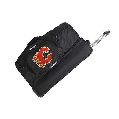 NHL Calgary Flames Rolling Drop-Bottom Duffel Bag, 27 x 16 x 14", Black