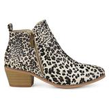 Brinley Co. Womens Faux Leather Stacked Heel Side Zip Booties Leopard, 5.5 Regular US screenshot. Shoes directory of Clothing & Accessories.