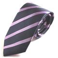 Navy Blue Silk Tie with Purple Stripes by Van Buck