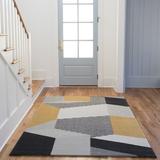 Black/Gray 94.49 x 0.45 in Area Rug - Wade Logan® Passion Abstract Yellow/Black/Gray/Cream Area Rug Polypropylene | 94.49 W x 0.45 D in | Wayfair