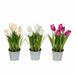 August Grove® Tulips Floral Arrangement in Pot Polysilk in Indigo/Pink | 10.5 H x 6 W x 6 D in | Wayfair 24445794997D4DAAB0055E76DDBAEE03