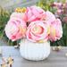 House of Hampton® Artificial Open Roses Floral Arrangements & Centerpieces in Vase Silk in Pink | 10 H x 8 W x 8 D in | Wayfair