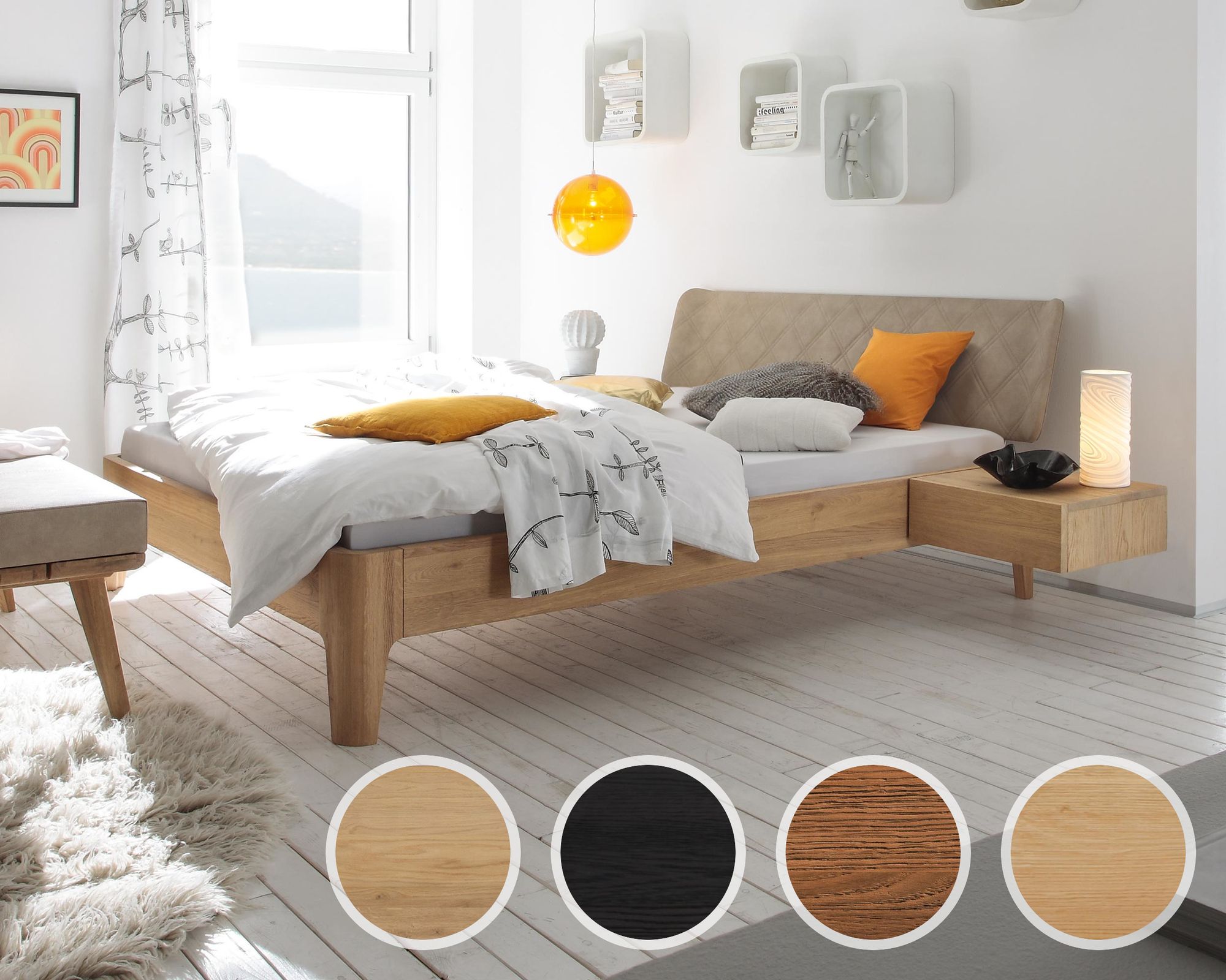 Hasena Oak-Line Massivholzbett Xylo/Gabo 140x200 cm Eiche natur 20 cm