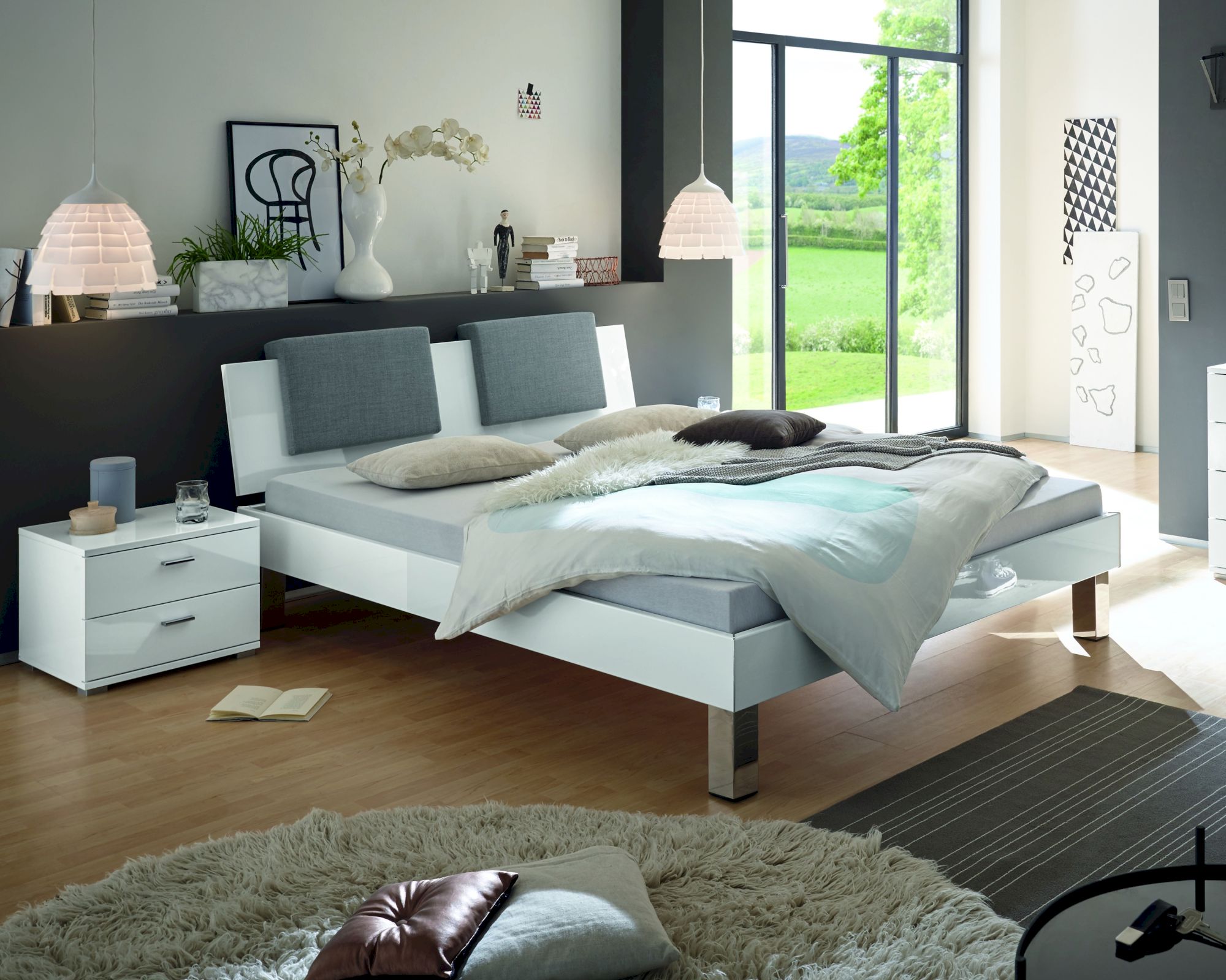 Hasena Movie-Line Bett Gloss Orva/Mico 180x200 cm / Hochglanz weiss
