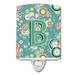 Caroline's Treasures Circle Initial Alphabet Ceramic Night Light Ceramic in Green/White | 6 H x 4 W x 3 D in | Wayfair CJ2015-BCNL