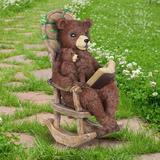 Exhart Solar Bear Reading a Story in a Rocking Chair, 12 Inch Resin/Plastic | 12.2 H x 8.66 W x 6.69 D in | Wayfair 15188-RS