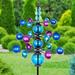 Exhart Three Tier Wind Spinner Garden Stake w/ Glass Crackle Balls, 14 by 48 Inches Glass/Metal in Blue | 48 H x 14 W x 14 D in | Wayfair 16656-RS