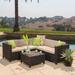 Wade Logan® Arville 6 Piece Rattan Sectional Seating Group w/ Cushions Synthetic Wicker/All - Weather Wicker/Wicker/Rattan | Outdoor Furniture | Wayfair