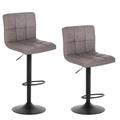 WOLTU Bar Stools Grey Bar Chairs Breakfast Dining Stools for Kitchen Island Counter Bar Stools Set of 2 pcs Leatherette Exterior/Adjustable Swivel Gas Lift/Steel Footrest & Base