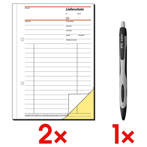 Sigel 2x Formularbuch »Lieferschein mit Empfangsschein« SD011 inkl. 1x Kugelschreiber Image