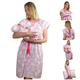 Matching Sets of Maternity/Nursing Delivery Hospital Gown with Baby Romper/Gown, Hat and Pillowcase - Hospital Bag Must Have (S/M, Pink)