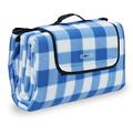 Relaxdays Picknickdecke XXL, 200 x 200 cm, Fleece Stranddecke, wärmeisoliert, wasserdicht, mit Tragegriff, blau-weiß