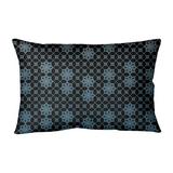 Ebern Designs Leffel Lattice Floral Indoor/Outdoor Lumbar Pillow Polyester/Polyfill blend in Black | 31 H x 21.5 W x 3 D in | Wayfair