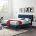 Brayden Studio® Julia Queen Biscuit Tufted Upholstered Fabric Platform Bed Upholstered in Blue | 44 H x 73.5 W x 93.5 D in | Wayfair