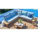 Rosecliff Heights Waller 4 Piece Sectional Seating Group w/ Cushions Wood/Natural Hardwoods in Brown/White | 28 H x 98.8 W x 31.9 D in | Outdoor Furniture | Wayfair