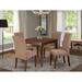 Winston Porter Araceli 5 - Piece Solid Wood Rubberwood Dining Set Wood/Upholstered in Brown | Wayfair 31857157030447FA9305C04E525C0C9C