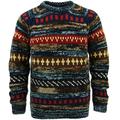 LOUDelephant Chunky Wool Knit Jumper - Abstract Blue Brown (Small)