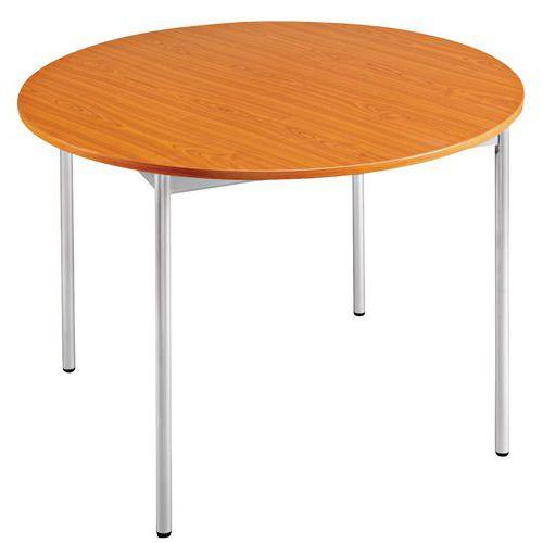 table ronde 120 merisier pied alu