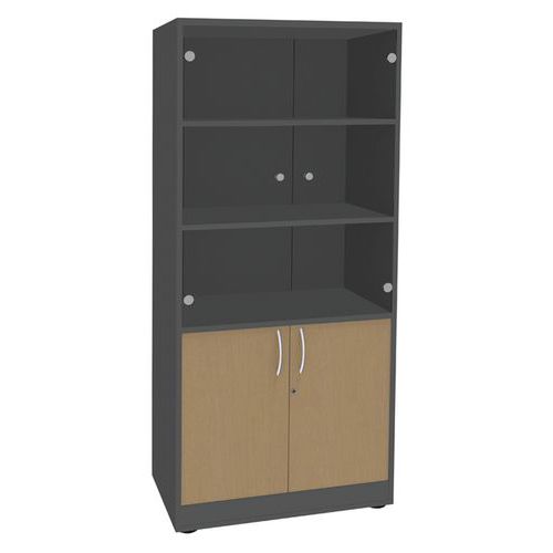 Bibliothèque Partie Supérieur 2 Portes En Verre T.1315 - Manutan Expert