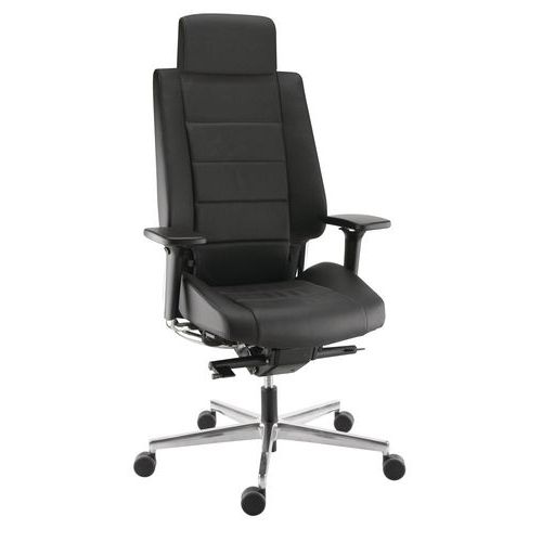 Fauteuil De Travail Ergonomique Cuir Noir - Sokoa