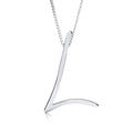 Theia Sterling Silver 925 Personalised Large Script Initial Pendant with 18" Curb Chain - Letter L