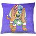 Winston Porter Peachey Couch Basset Hound Dog Throw Pillow Polyester/Polyfill blend in Blue | 18 H x 18 W in | Wayfair