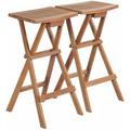 Tabourets de bar pliables 2 pcs Bois de teck massif