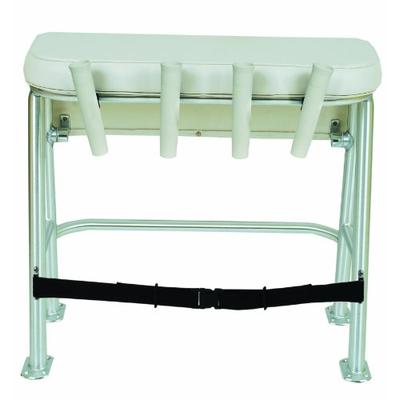 Taco Metals Neptune III Leaning Post with Smooth White Upholstery and 4 Poly Rod Holders