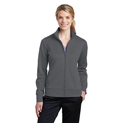 Sport-Tek Women's Sport-Wick Fleece Full-Zip Jacket LST241 Dark Smoke Grey Large