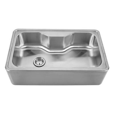Whitehaus WHNAPA3016-BSS Noah'S Collection 33 1/2-Inch Single Bowl Drop-In Sink with a Seamless Cust
