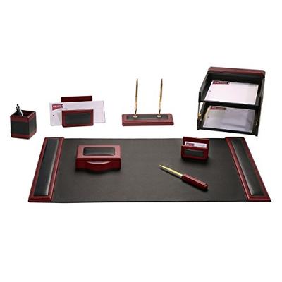 Dacasso Rosewood and Leather Desk Set, 10-Piece