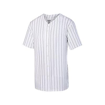 Augusta Sportswear Men's Pinstripe Full Button Baseball Jersey 3XL White/Black