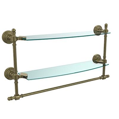 Allied Brass RW-34TB/18-ABR Retro Wave Collection 18 Inch Two Tiered Glass Shelf with Integrated Tow