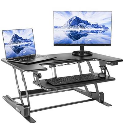 VIVO Black Electric Height Adjustable 36" Stand up Desk Converter and Keyboard Tray | Motor Sit to S