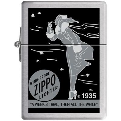 Zippo Custom Lighter - 1935 Vintage Zippo Lady Ad Replica Logo