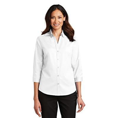 Port Authority Ladies 3/4-Sleeve SuperPro Twill Shirt S White