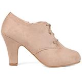 Brinley Co. Womens Vintage Round Toe High Heel Lace-up Faux Suede Booties Taupe, 6 Wide Width US screenshot. Shoes directory of Clothing & Accessories.