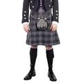 Kilt Society Mens 8 Yard Scottish Kilt Persevere Flint Grey Tartan 32" to 36"