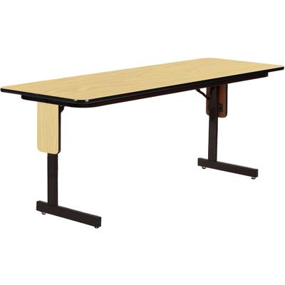 Correll 24" x 96" Fusion Maple Finish Rectangular High Pressure Folding Seminar Table with Panel Leg