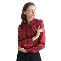 LilySilk Ladies Bow-tie Neck Silk Blouse 100 Silk Blouse Ladies Top Shirt 22 Momme Pure Silk Claret Size L