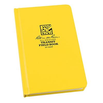 Rite in the Rain Weatherproof Hard Cover Notebook, 4 3/4" x 7 1/2", Yellow Cover, Transit Pattern (N