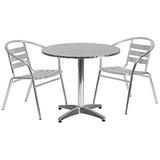Flash Furniture 31.5'' Round Aluminum Indoor-Outdoor Table Set with 2 Slat Back Chairs screenshot. Patio Furniture directory of Outdoor Furniture.