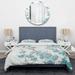 East Urban Home Cherry Blossoms II Microfiber Duvet Cover Set Microfiber in Blue/Green | Full/Queen Duvet Cover + 2 Shams | Wayfair