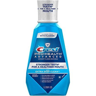 Crest Pro Health Rns Dp C Size 33.8z Crest Pro Health Advanced W/Extra Deep Clean Mouthwash Blue 33.
