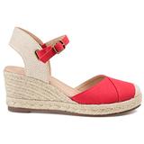 Brinley Co Comfort Womens Espadrille Ankle Strap Wedge Red, 8.5 Regular US screenshot. Shoes directory of Clothing & Accessories.