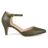 Brinley Co. Womens Faux Leather Comfort Sole D'Orsay Ankle Strap Almond Toe Heels Olive, 8.5 Regular screenshot. Shoes directory of Clothing & Accessories.